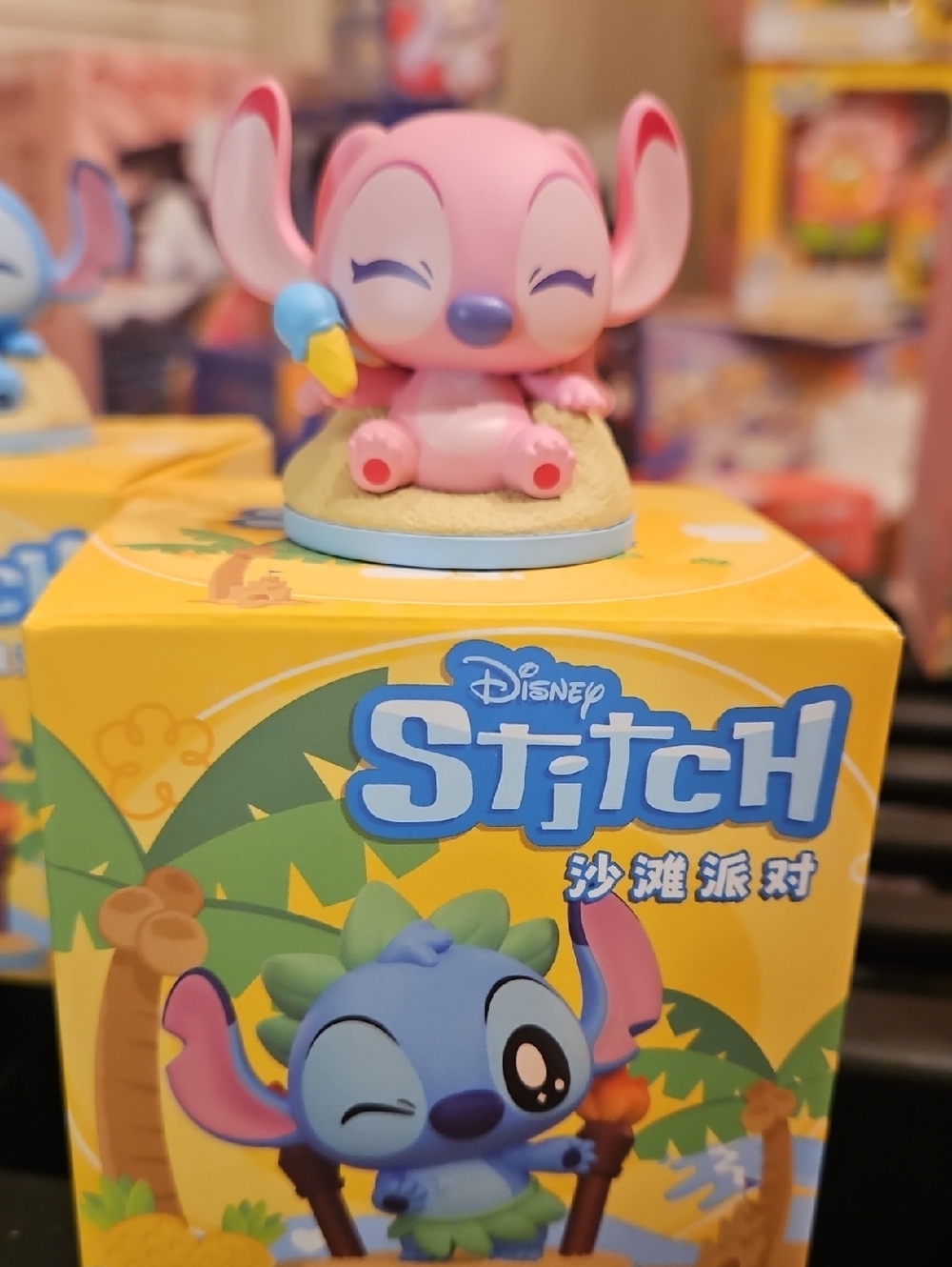 Disney Pink Angel Stitch Figure with Blue and Yellow Accessory